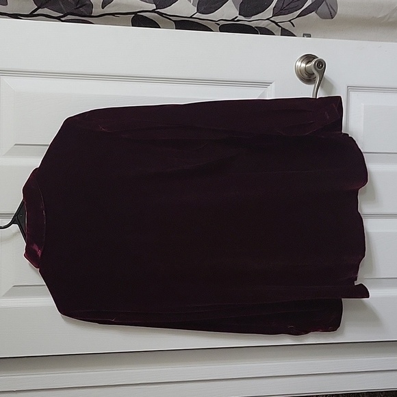 Eileen Fisher Deep Wine Burgundy Red Velvet Silk Blouse, Size S - Picture 8 of 8